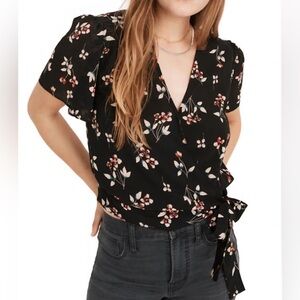 Madewell Botanical Print Wrap Top